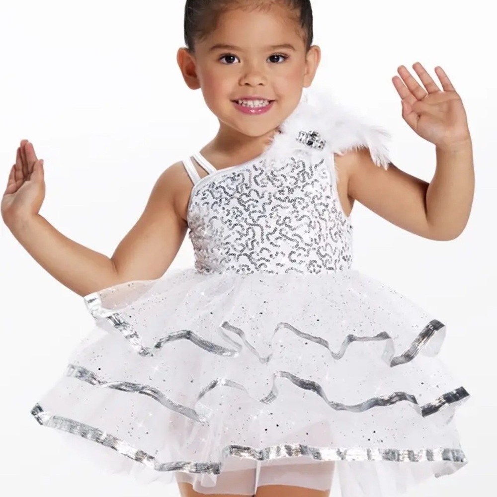 NWT child tutu by Weissman White and Silver size XSC